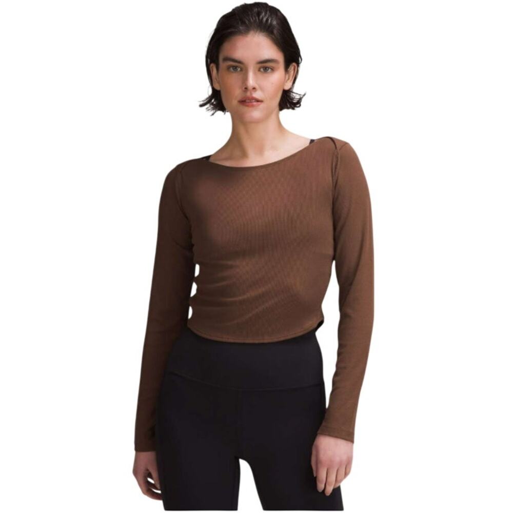 Lululemon Women's Modal Silk Twist-Back Yoga Long-Sleeve Shirt Java Brown Size 6